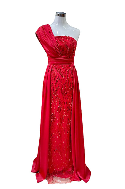 1842- Robe perlée Rouge