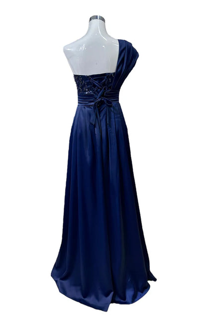 1842- Robe perlée Bleu Marine