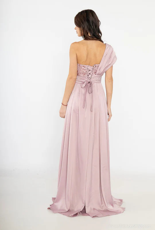 1842- Robe perlée Rose