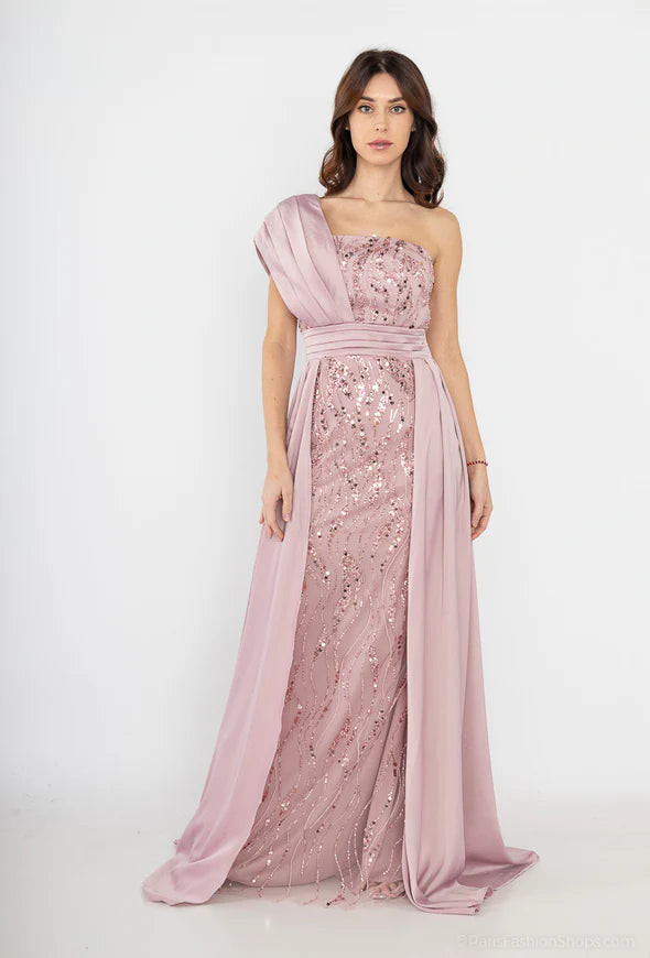 1842- Robe perlée Rose