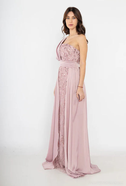 1842- Robe perlée Rose