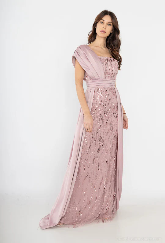 1842- Robe perlée Rose